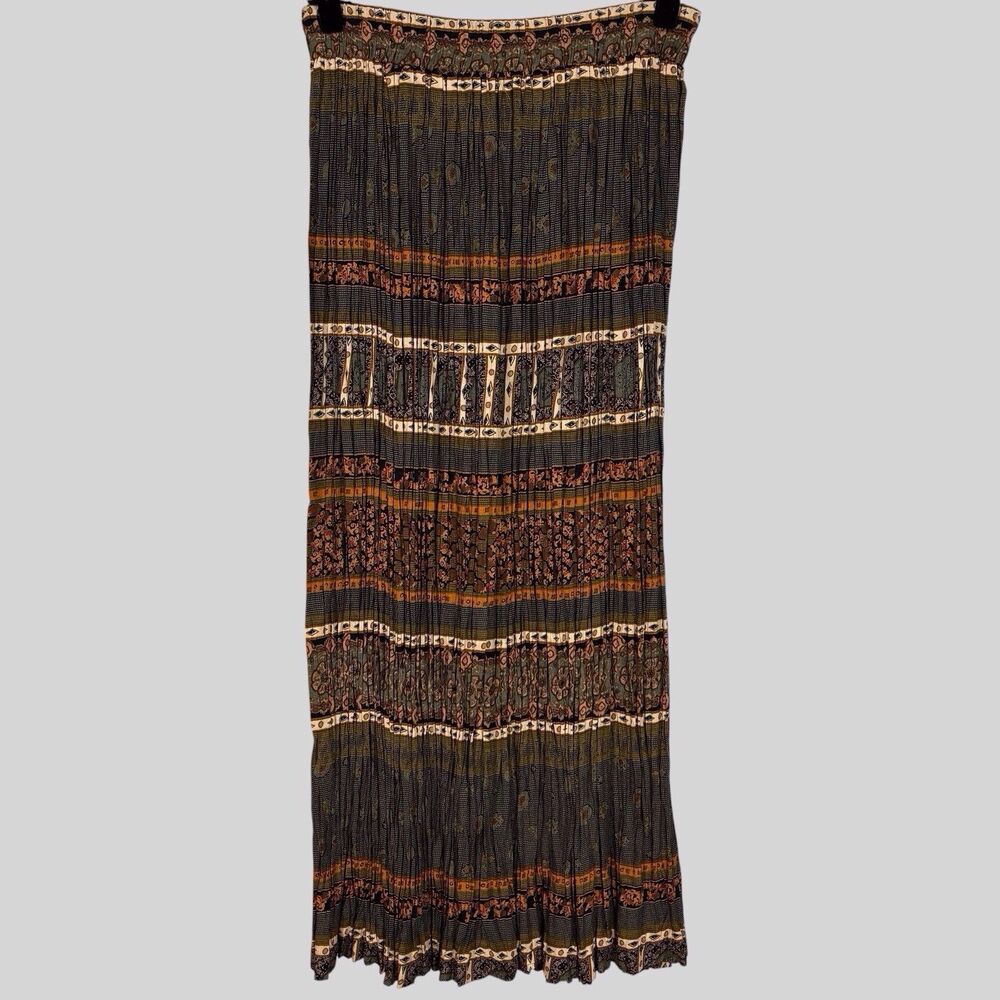 Stonebridge Broom Stick Maxi Skirt Medium Pleated Boho Vintage 90s